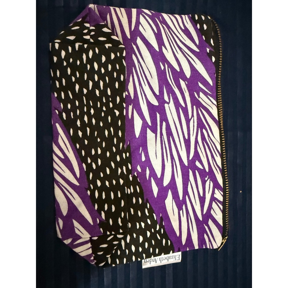 Elizabeth Arden x Sparrow Society Purple Abstract Cotton Cosmetic Makeup Bag